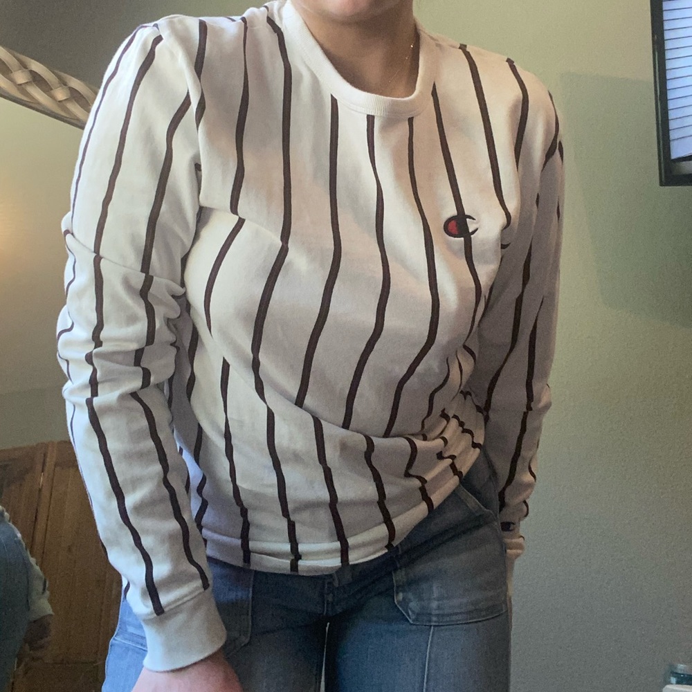 oversized striped champion long sleeve shirt